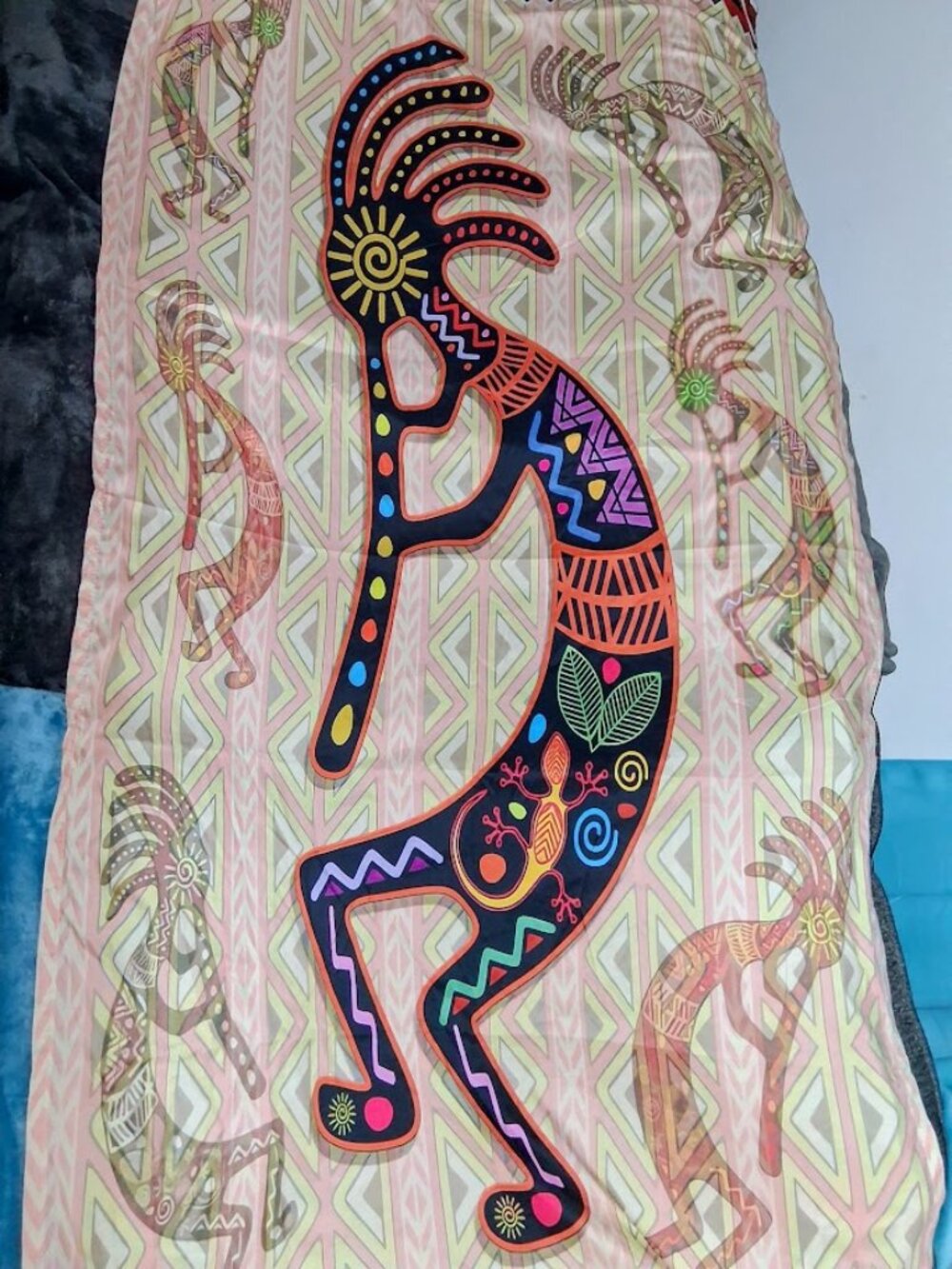 Colorful Kokopelli Tapestry Wall Hanging 40x88 – Boho Southwest Tribal Decor